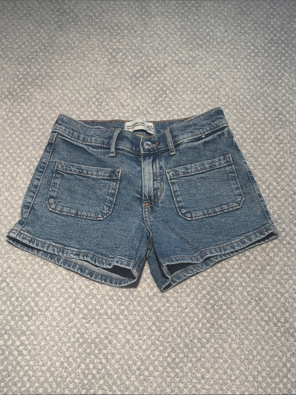 Abercrombie kids Washed Blue Denim Patch-Pocket Shorts